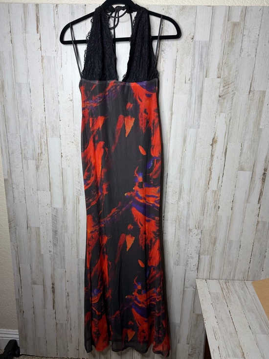 Thats So Fetch Dresses & Skirts - Black Lace Halter Maxi Dress with Bold Red Print
